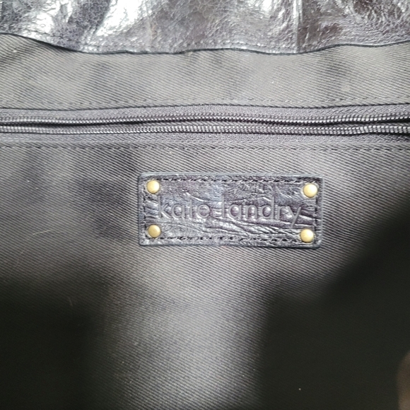 Kate Landry Black Croc Embossed Leather Handbag - Picture 8 of 10